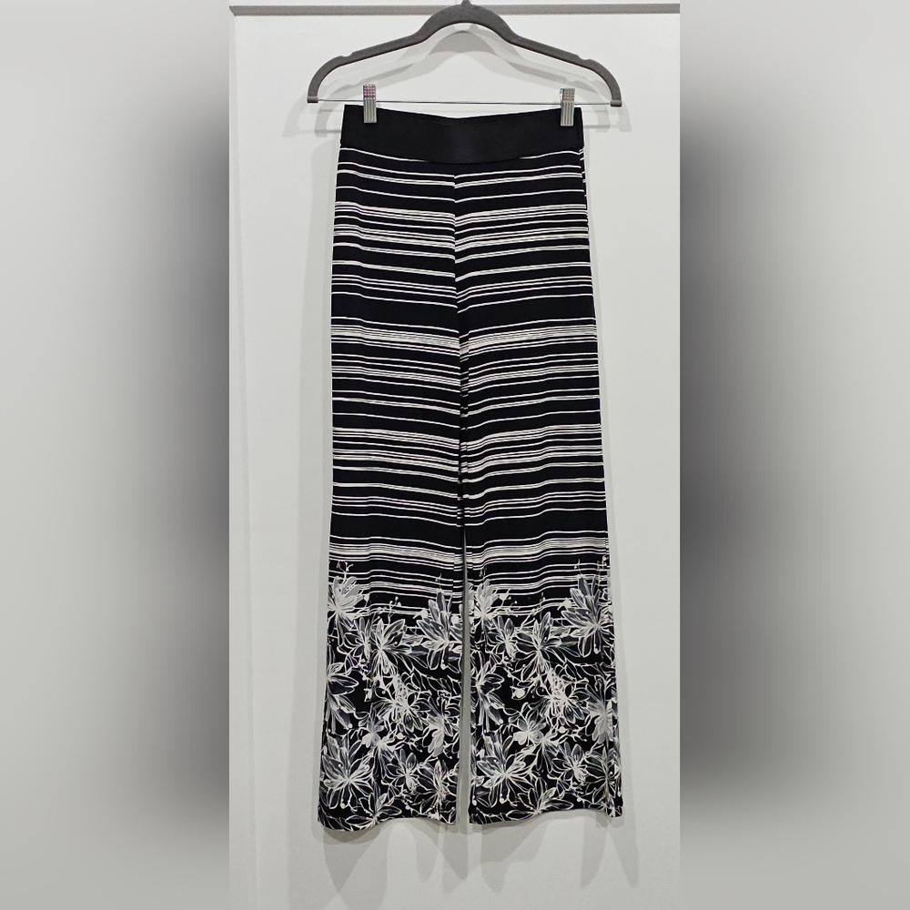 Alfani Petite wide leg black & white stripes